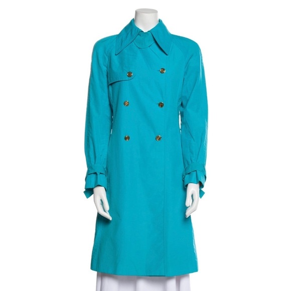 Dolce & Gabbana Vintage 2000's Blue Double Breasted Trench Coat EUC IT 38 US 2 - Picture 1 of 12